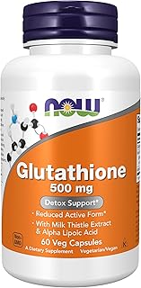 NOW Foods Supplements, Glutathione 500 mg, With Milk Thistle Extract & Alpha Lipoic Acid, Free Radical Neutralizer*, 60 Veg Capsules