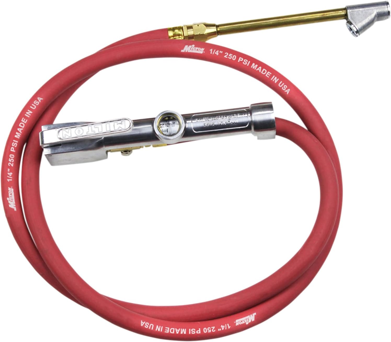 Milton 501 Dual Head Straight Chuck Inflator Gauge , Red-0