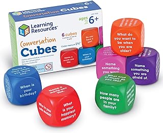 Learning Resources Conversation Cubes - 6 Pieces, Ages 6+ Foam Cubes for Social Emotional Learning, School Counselor Supplies, Speech Therapy Toys, Ice Breaker Cubes