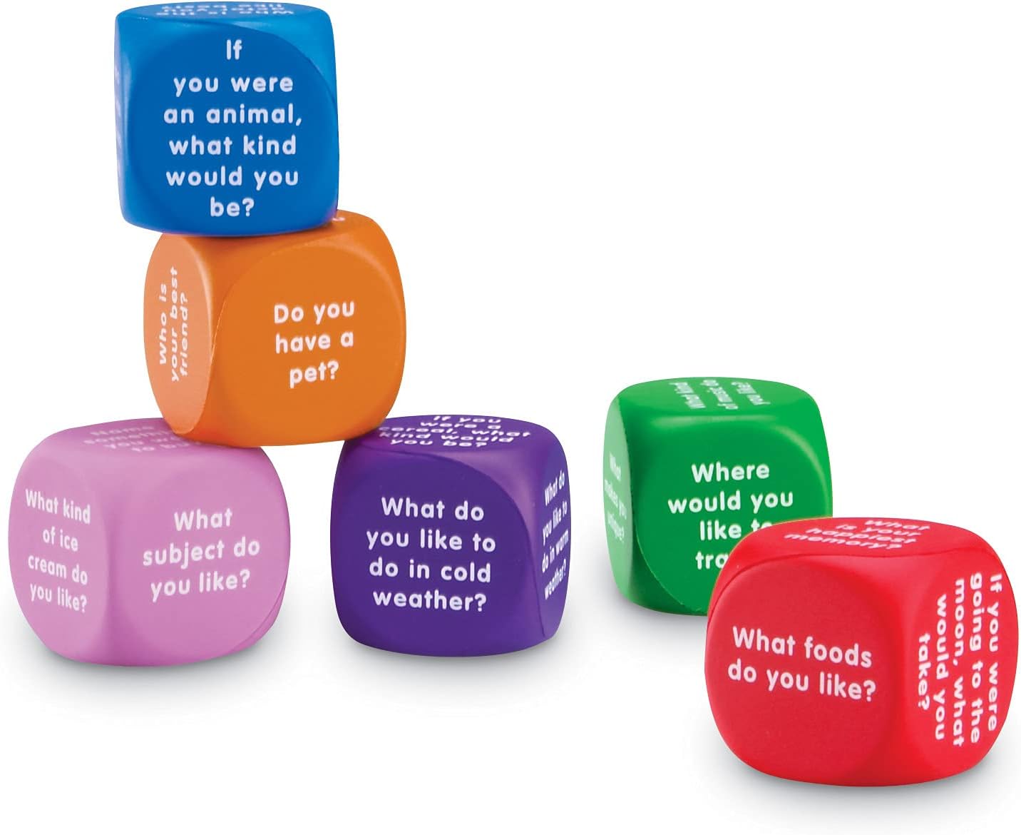 Learning Resources Conversation Cubes - 6 Pieces, Ages 6+ Foam Cubes for Social Emotional Learning, School Counselor Supplies, Speech Therapy Toys, Ice Breaker Cubes-3