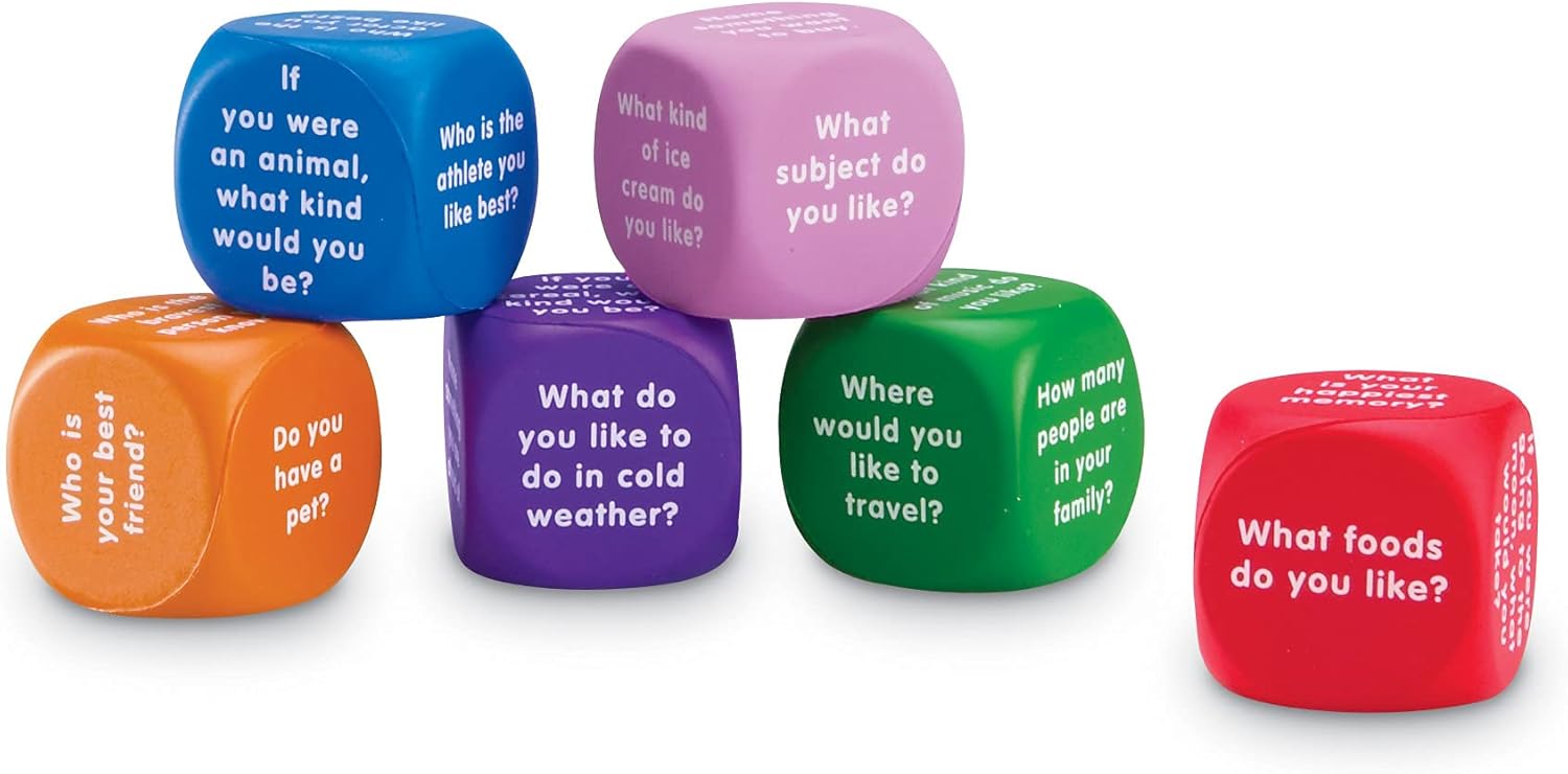 Learning Resources Conversation Cubes - 6 Pieces, Ages 6+ Foam Cubes for Social Emotional Learning, School Counselor Supplies, Speech Therapy Toys, Ice Breaker Cubes-4