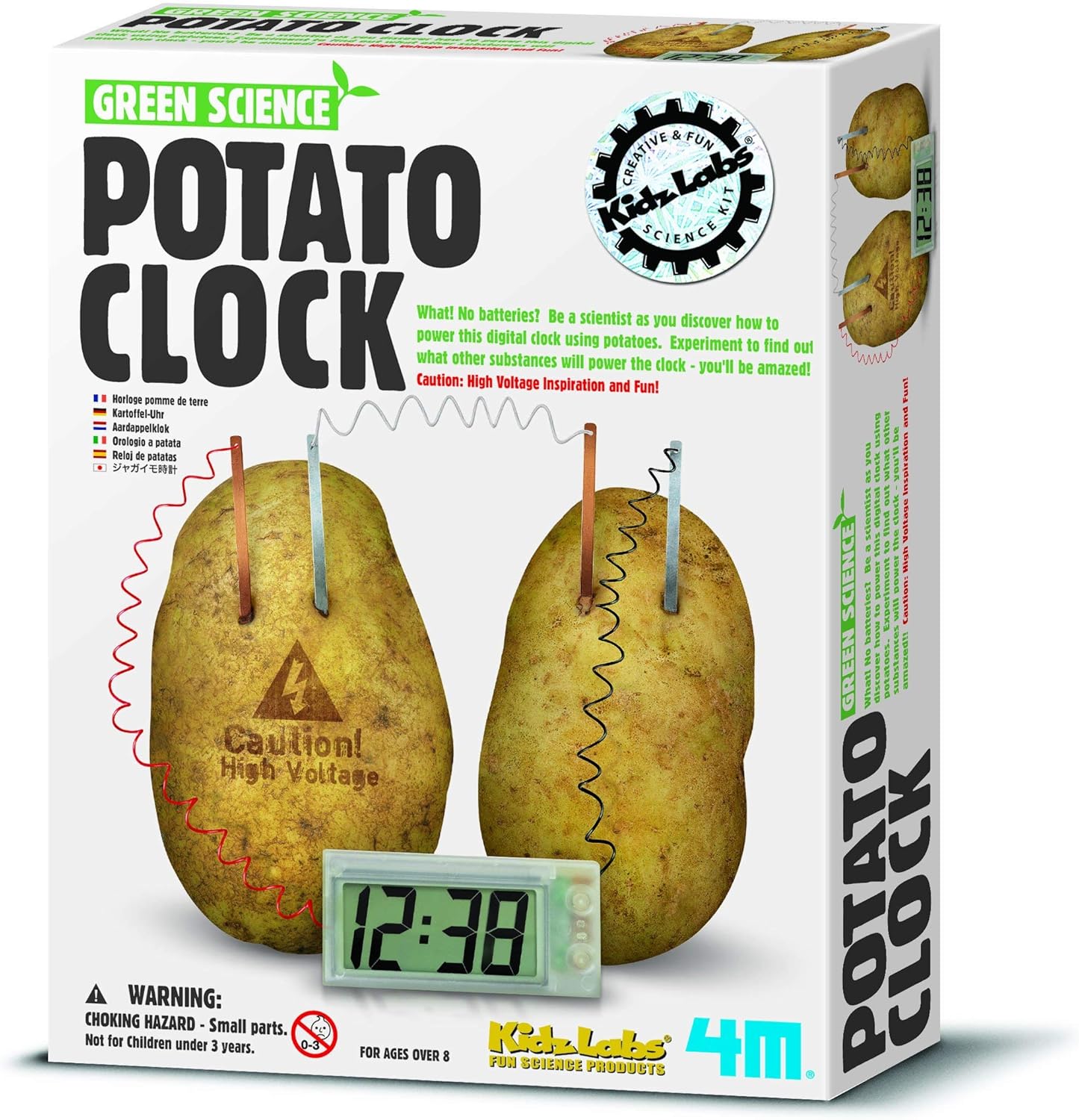 4M Potato Clock DIY Green Science Chemistry Engineering Lab - STEM Toys Educational Gift for Kids & Teens, Girls & Boys, Brown-0