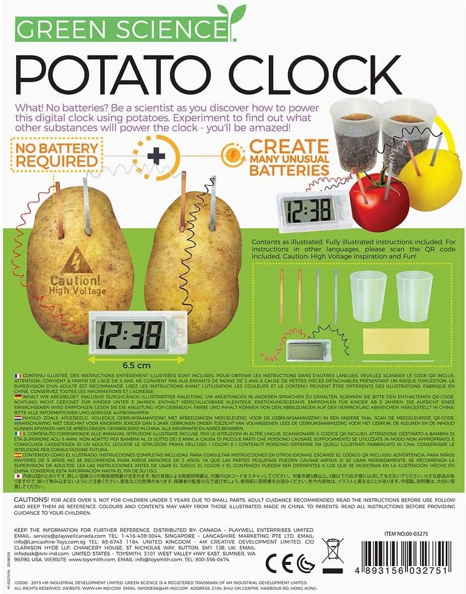 4M Potato Clock DIY Green Science Chemistry Engineering Lab - STEM Toys Educational Gift for Kids & Teens, Girls & Boys, Brown-6