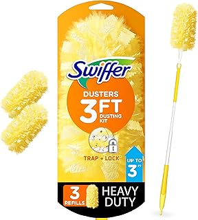 Swiffer Duster Heavy Duty 3 ft Extendable Handle Starter Kit with 3 Refills