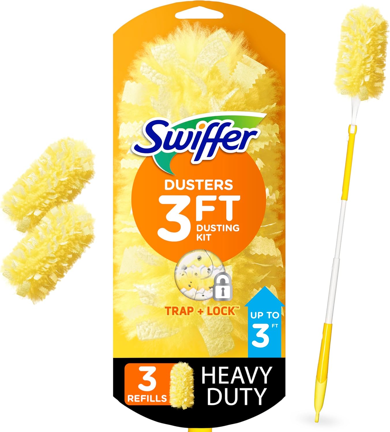 Swiffer Duster Heavy Duty 3 ft Extendable Handle Starter Kit with 3 Refills-0