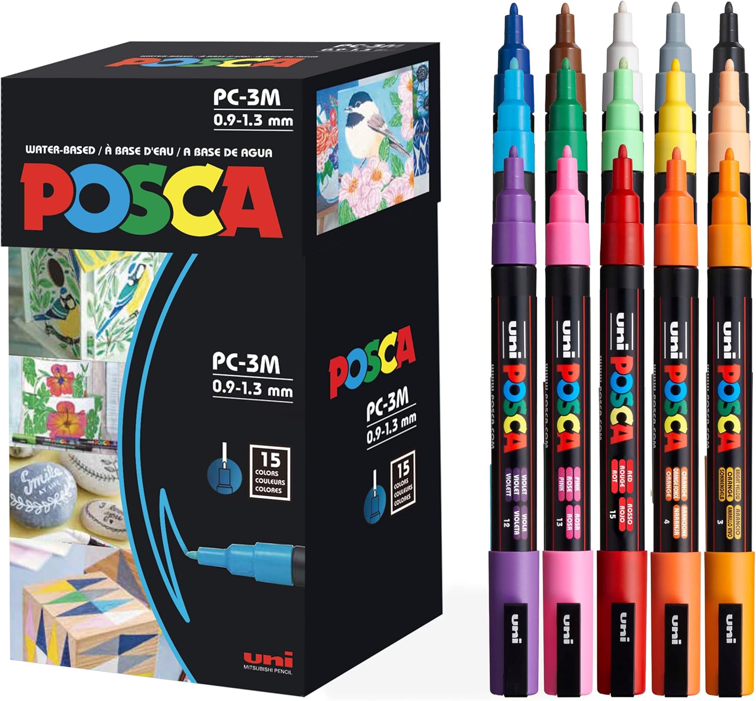 15 Posca Paint Markers, 3M Fine Posca Markers of Acrylic Paint Penswith Reversible Tips | Posca Pens for Art Supplies, Fabric Paint, Fabric Markers, Paint Pen, Art Markers-0