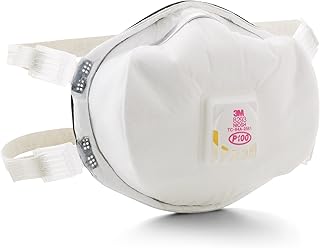 3M Disposable Particulate Cup Respirator 8293 P100 with Cool Flow Exhalation Valve, NIOSH APPROVED, Adjustable Buckle Straps and Noseclip, Face Seal, Individually Packaged