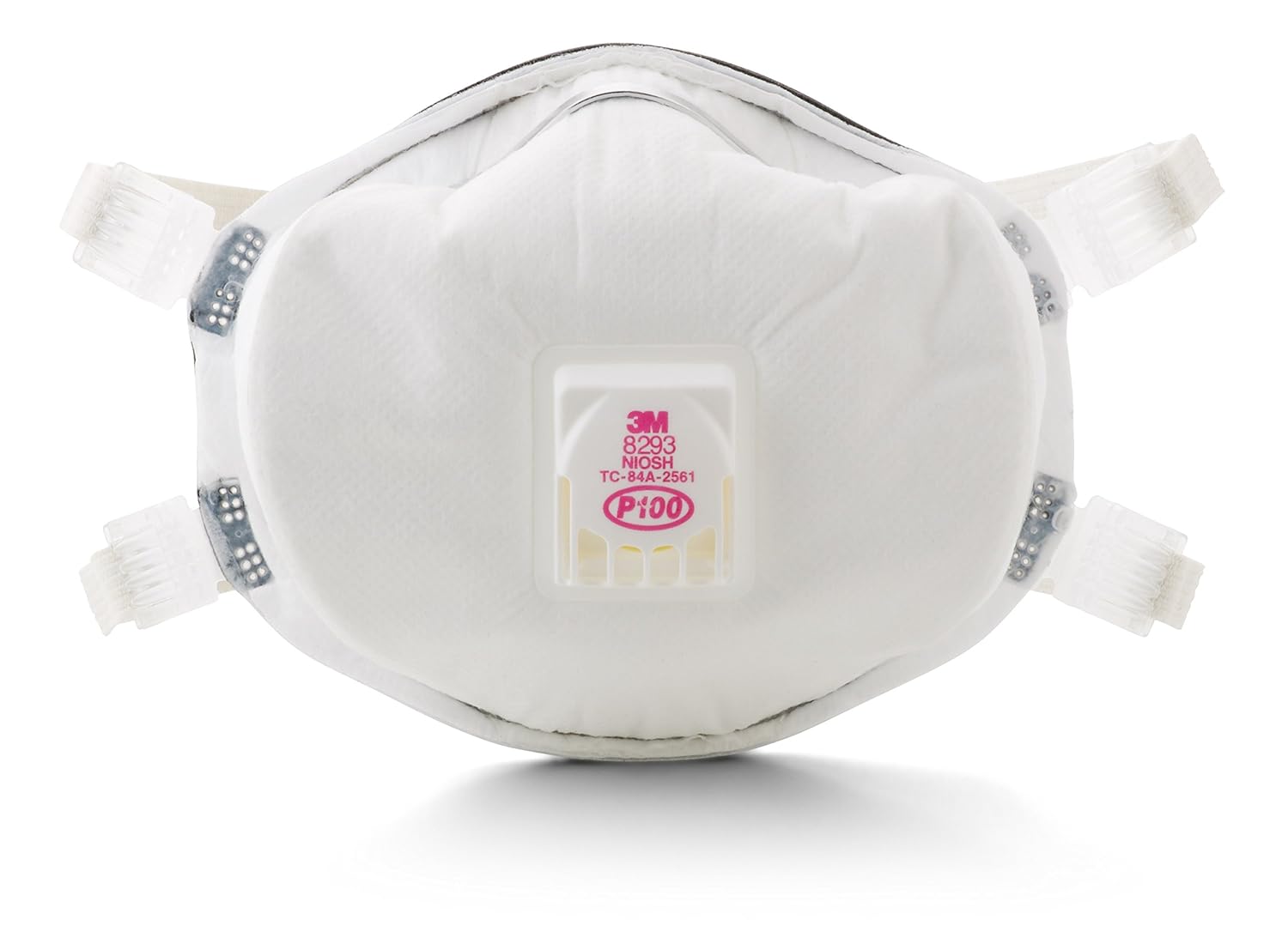 3M Disposable Particulate Cup Respirator 8293 P100 with Cool Flow Exhalation Valve, NIOSH APPROVED, Adjustable Buckle Straps and Noseclip, Face Seal, Individually Packaged-2