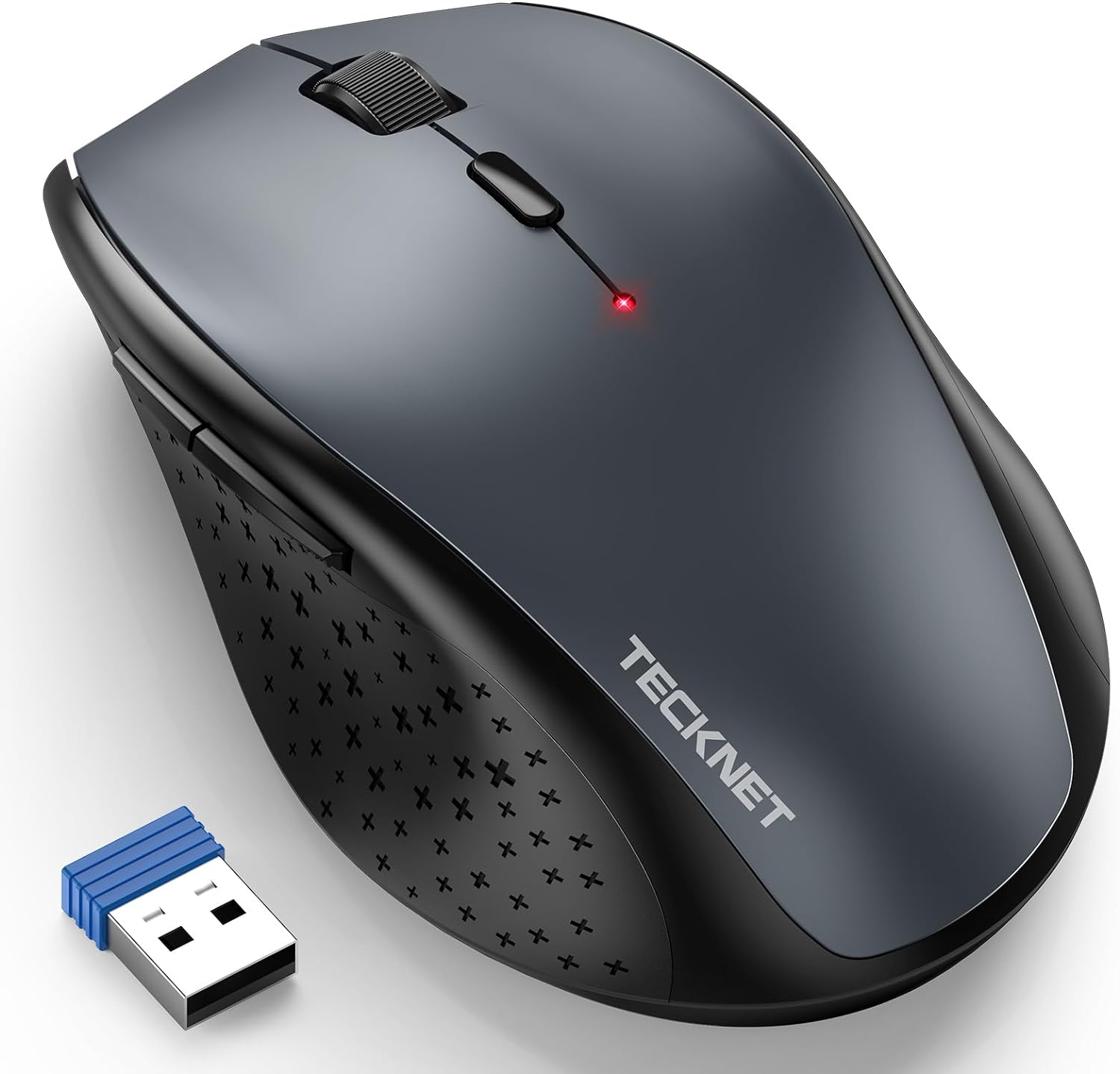 TECKNET Wireless Mouse, 2.4G USB Computer Mouse with 6-Level Adjustable 4800 DPI, 30 Months Battery, Ergonomic Grips, 6 Buttons Portable for PC, Chromebook, Mac - Grey-0