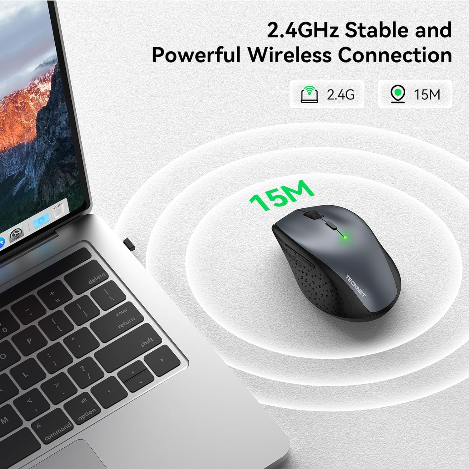 TECKNET Wireless Mouse, 2.4G USB Computer Mouse with 6-Level Adjustable 4800 DPI, 30 Months Battery, Ergonomic Grips, 6 Buttons Portable for PC, Chromebook, Mac - Grey-4