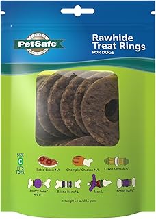 PetSafe Natural Rawhide Treat Ring Refills, Size C, Replacement Treats Busy Buddy Treat Ring Holding Toys, Large