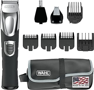 Wahl USA Rechargeable Lithium Ion All in One Beard Trimmer for Men with Detail and Ear & Nose Hair Trimmer Attachment – Model 9854-600B