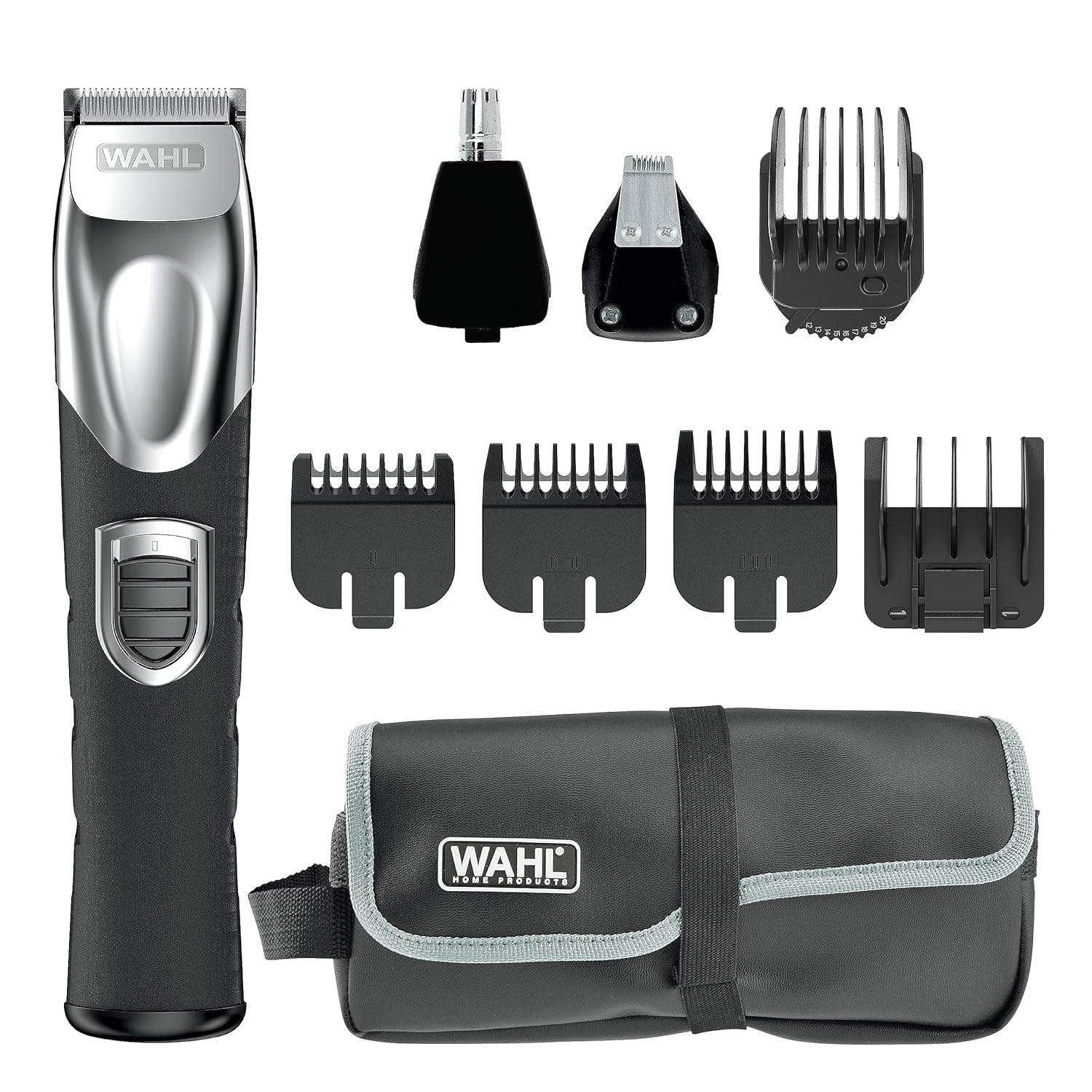 Wahl USA Rechargeable Lithium Ion All in One Beard Trimmer for Men with Detail and Ear & Nose Hair Trimmer Attachment – Model 9854-600B-7