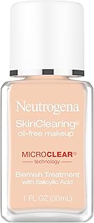 Neutrogena SkinClearing Oil-Free Acne and Blemish Fighting Liquid Foundation with.5% Salicylic Acid Acne Medicine, Shine Controlling Makeup for Acne Prone Skin, 40 Nude, 1 fl. oz