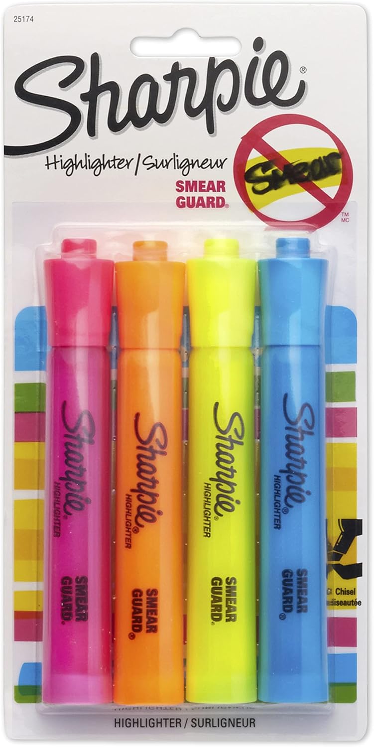 SHARPIE Accent Tank-Style Highlighters, 4 Colored Highlighters (25174PP)-0