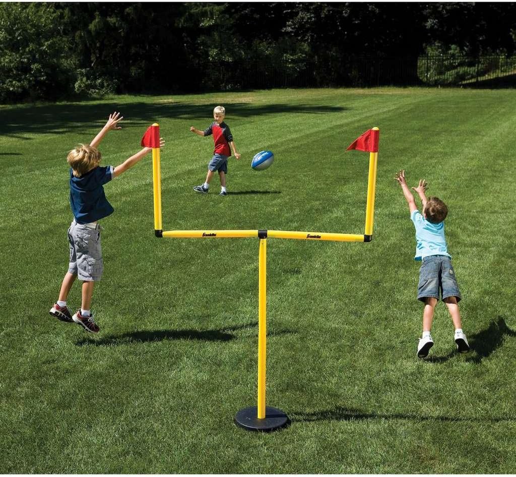 Franklin Sports Youth Football Goal-Post Set — Kids’ Football Goal Post with Mini Football — Fun Football Goal for All Ages — Easy Assembly — Adjustable Height — Weighted Base-3