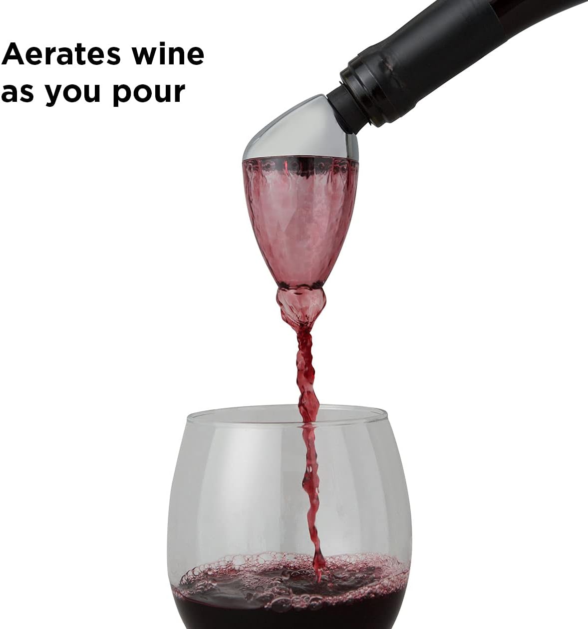 Rabbit Wine Aerator and Pourer, 7-Inch, Silver/Black/Clear-4