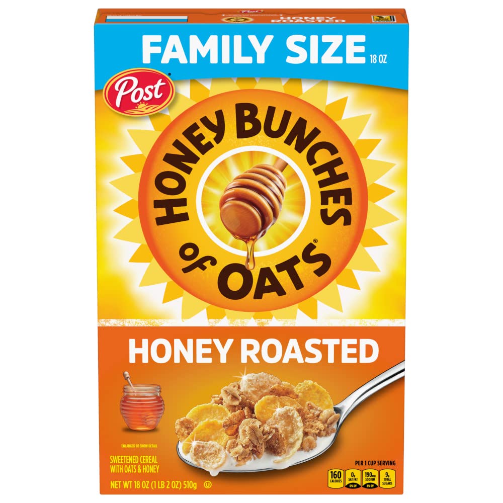 Post Honey Bunches of Oats Crunchy Honey Roasted Cereal 18 Ounce (Pack of 1) Box-0