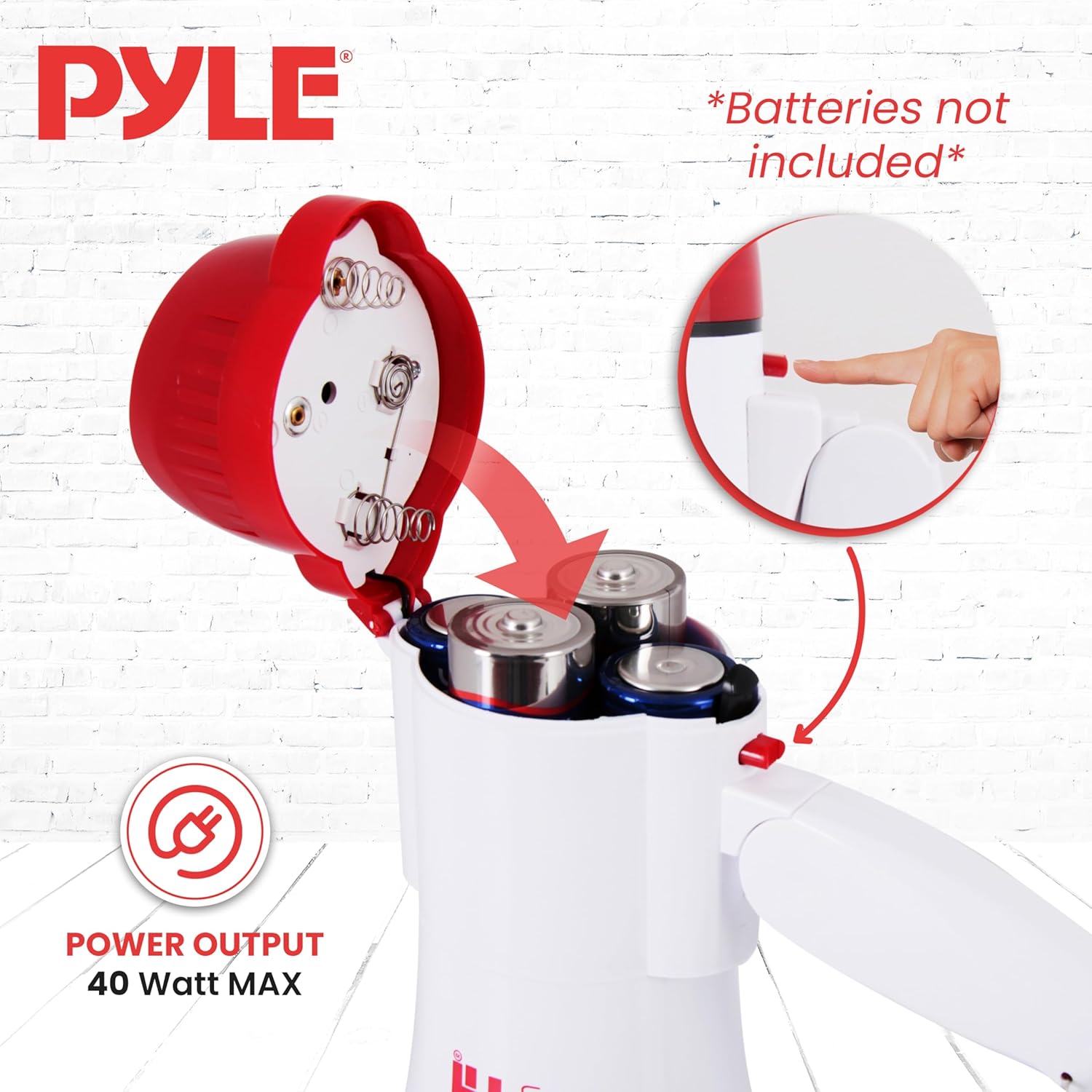 Pyle 40 Watt Professional Megaphone Clear Sound & Ergonomic Grip - Multi-Function with Talk, Siren, Volume Control - Detachable Handheld Mic - Indoor & Outdoor Sports, Emergency Response-4