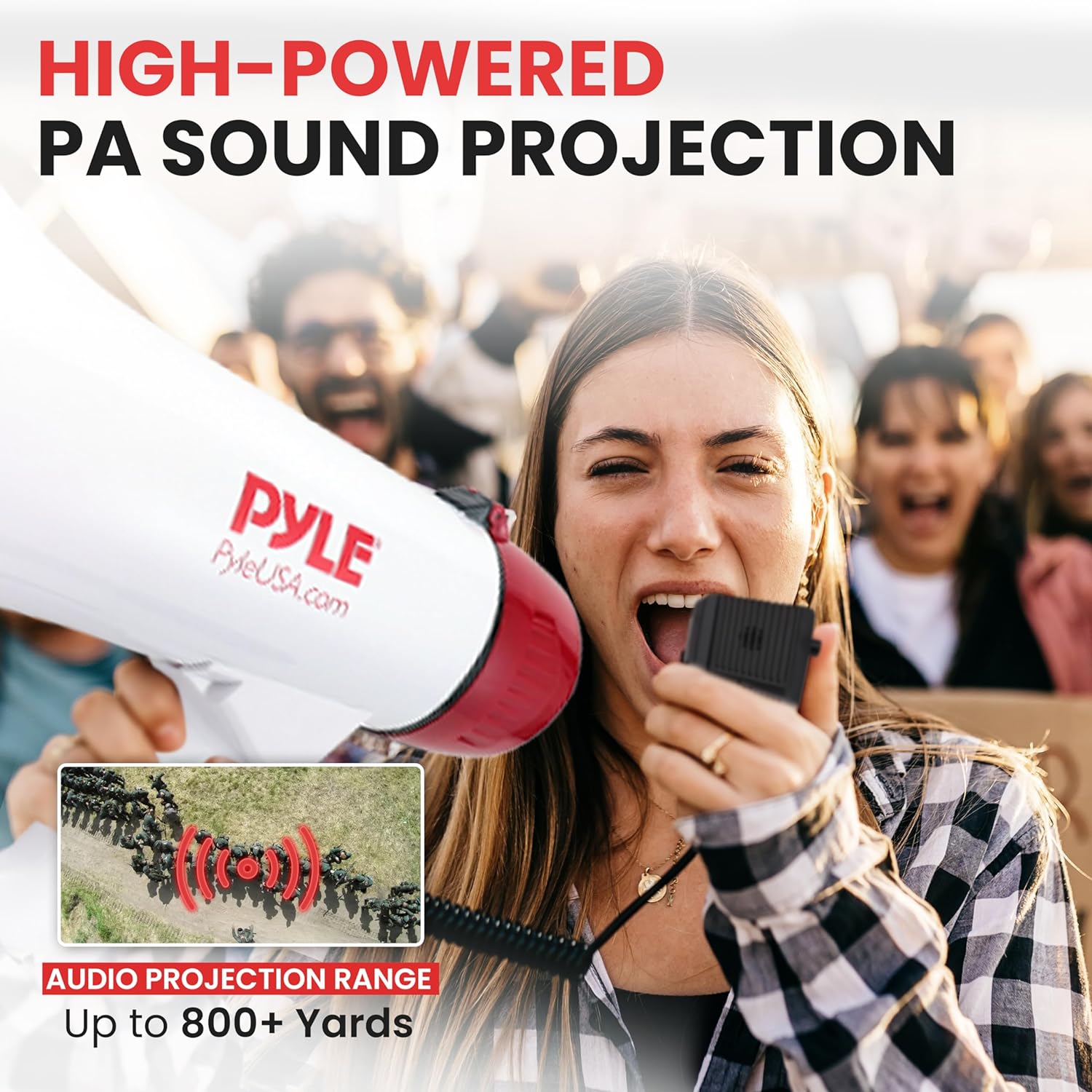 Pyle 40 Watt Professional Megaphone Clear Sound & Ergonomic Grip - Multi-Function with Talk, Siren, Volume Control - Detachable Handheld Mic - Indoor & Outdoor Sports, Emergency Response-6