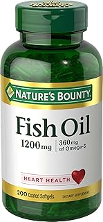 Nature's Bounty Fish Oil, Supports Heart Health, 1200 Mg, 360mg Omega-3, 200 Odorless Coated Softgels