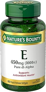 Nature's Bounty Vitamin E 1000 IU Softgels, Supports Antioxidant Health & Immune System, 1 Pack, 60 Softgels