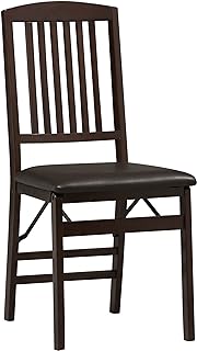 Linon Triena Mission Back Set of 2 Folding Chair, 17" w x 20" d x 36" h, Brown