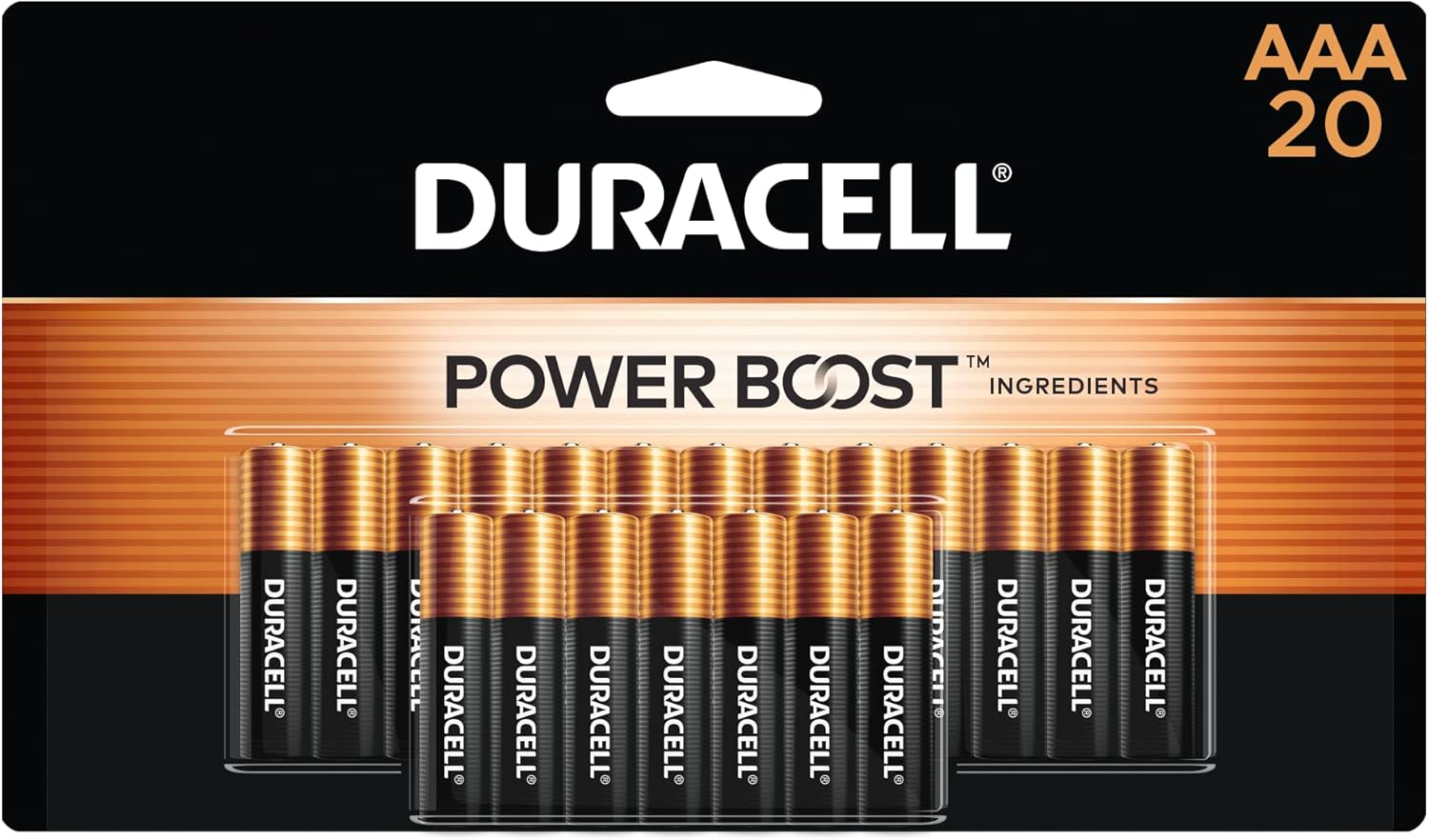 Duracell Coppertop AAA Batteries with Power Boost Ingredients, 20 Count Pack Triple A Battery with Long-lasting Power, Alkaline AAA Battery for Household and Office Devices-0