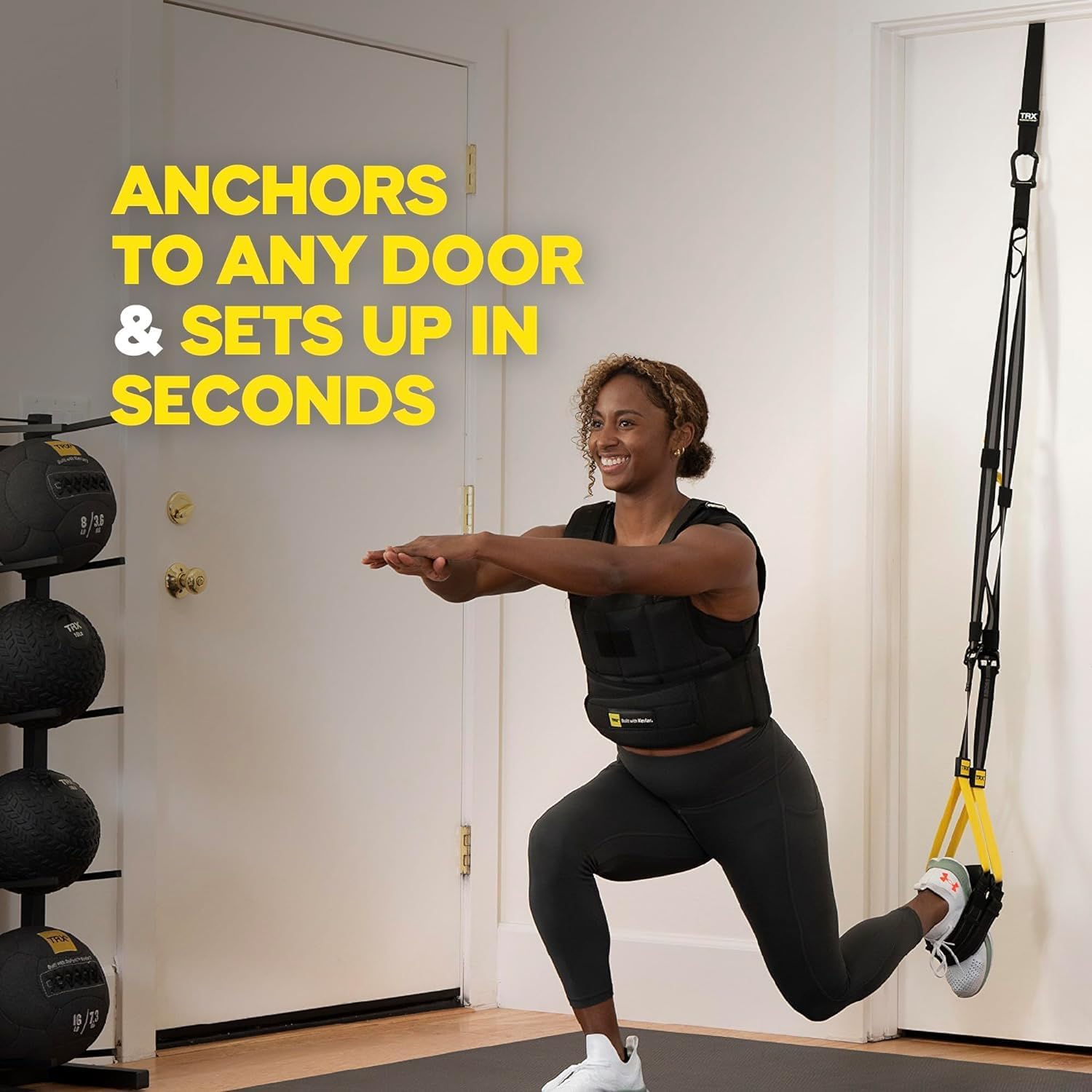 TRX All-in-One Suspension Training System for Weight Training, Cardio, Cross-Training & Resistance Training, Full-Body Workouts for Home, Travel, and Outdoors, Includes Indoor & Outdoor Anchor System-5