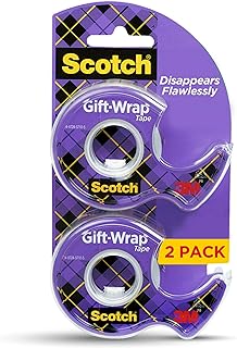 Scotch Gift-Wrap Tape, 2 Rolls, The Go-to Tape for Holiday Gift Wrapping, 3/4 x 600 Inches, Dispensered (15DM-2)