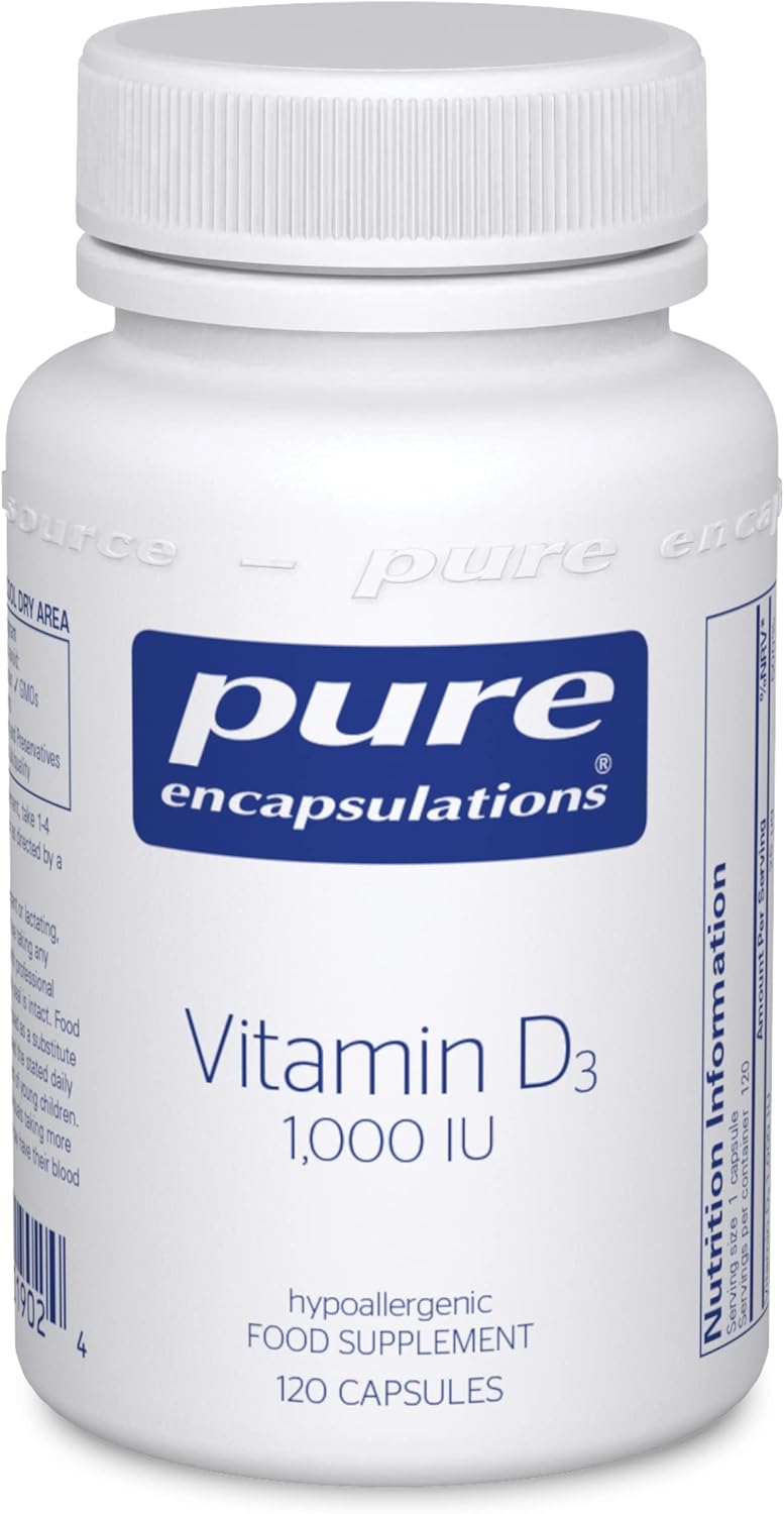 Pure Encapsulations Vitamin D3 25 mcg (1,000 IU) - Supplement to Support Bone, Joint, Breast, Heart, Colon & Immune Health - with Premium Vitamin D - 120 Capsules-0