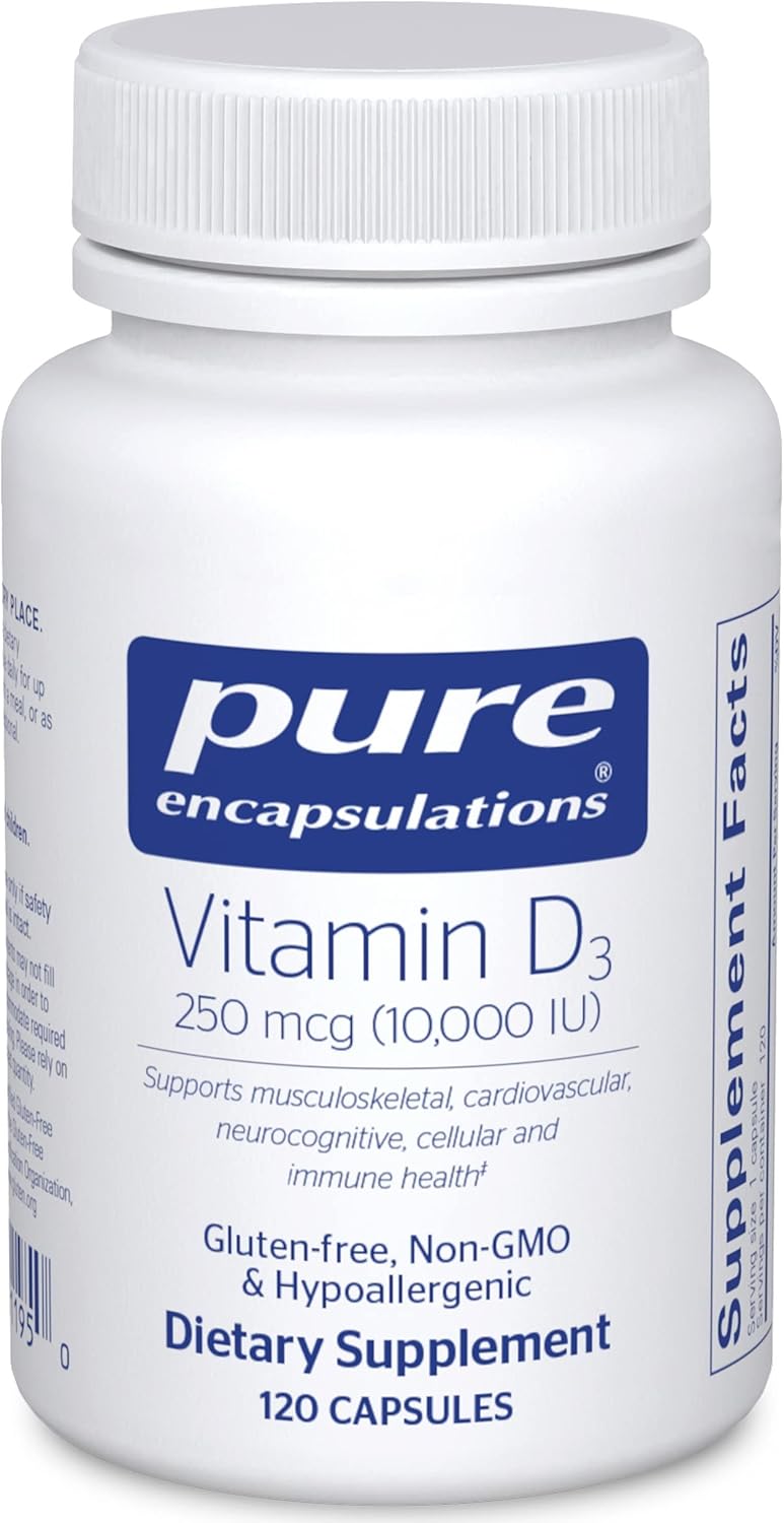 Pure Encapsulations Vitamin D3 250 mcg (10,000 IU) - Supplement to Support Bone, Joint, Breast, Heart, Colon & Immune Health - with Premium Vitamin D - 120 Capsules-0