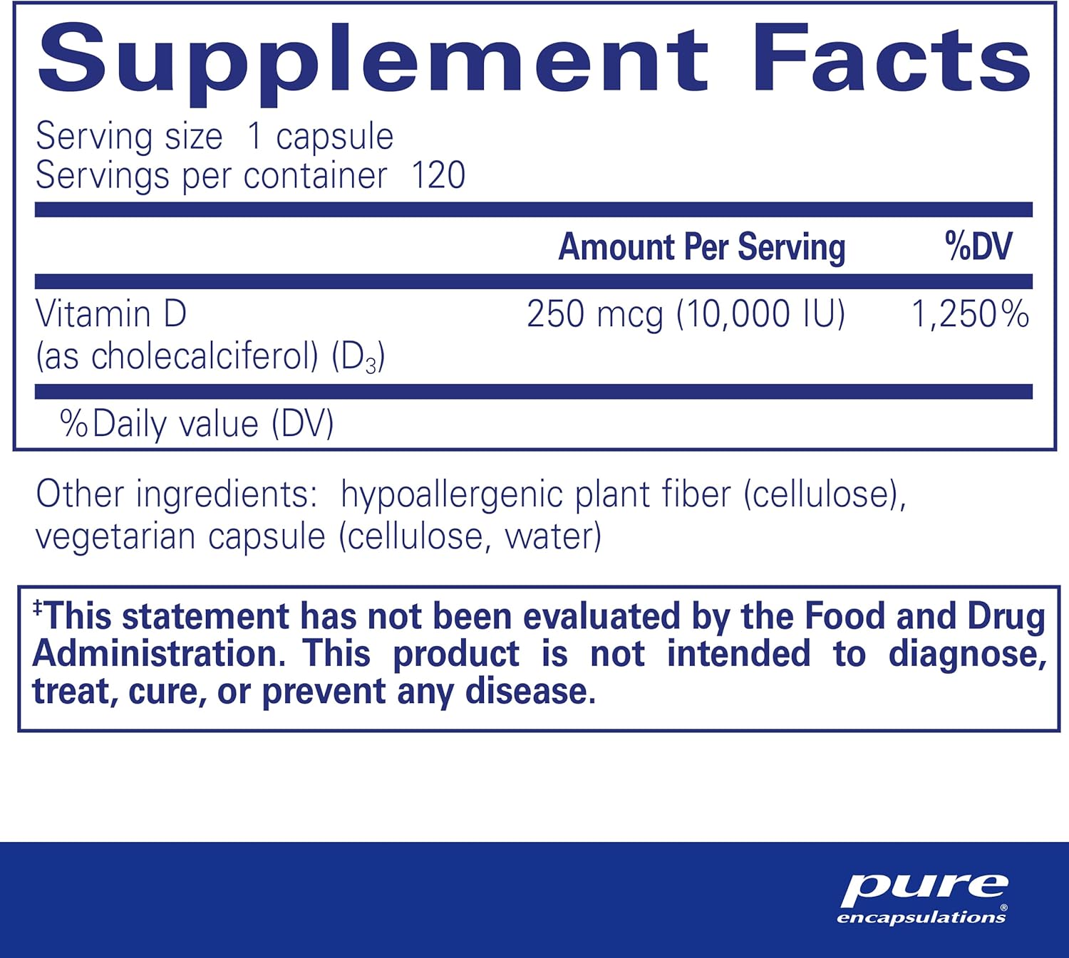 Pure Encapsulations Vitamin D3 250 mcg (10,000 IU) - Supplement to Support Bone, Joint, Breast, Heart, Colon & Immune Health - with Premium Vitamin D - 120 Capsules-1