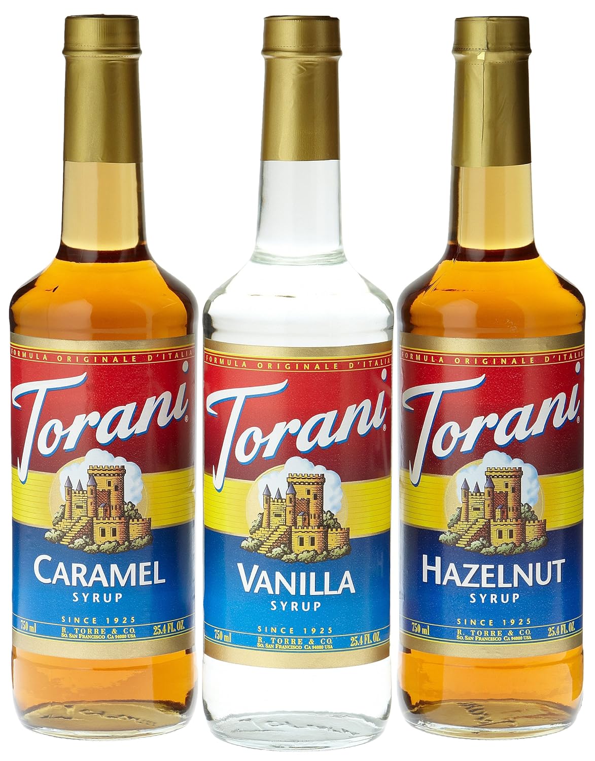 Torani Coffee Syrup Variety Pack - Vanilla, Caramel, Hazelnut, 3-Count, 25.4-Ounce Bottles (Pack of 3)-0