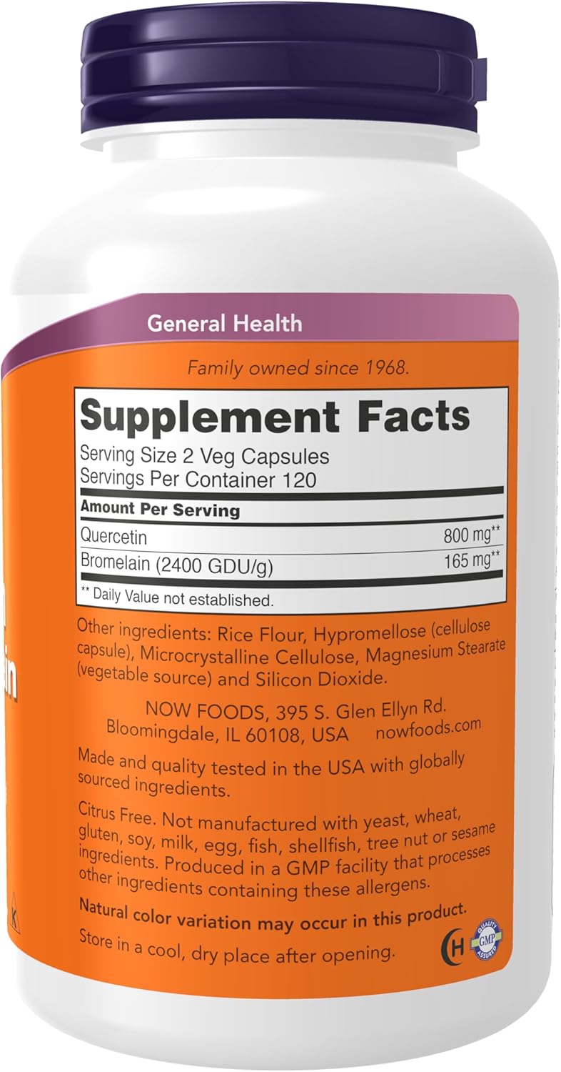 NOW Foods Supplements, Quercetin with Bromelain, Balanced Immune System*, 240 Veg Capsules-1