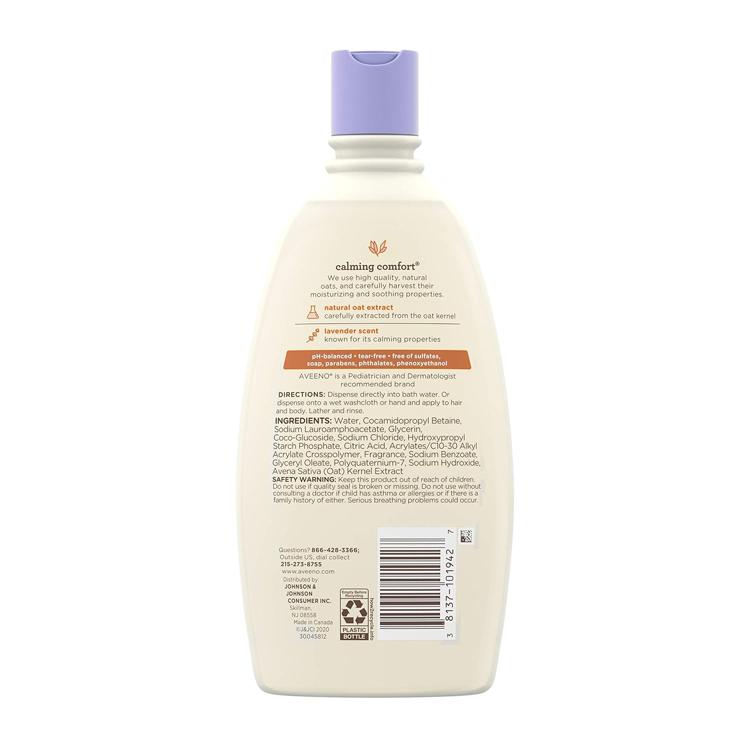 Aveeno Baby Calming Comfort Bath, 18 Fl Oz (Pack of 1) | Relaxing Lavender, Vanilla-8