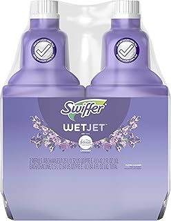 Swiffer WetJet Multi-Purpose Floor Cleaner Solution with Febreze Refill, Hardwood Floor Cleaner, Lavender Scent, 1.25 Liter -42.2 Fl Oz (Pack of 2)