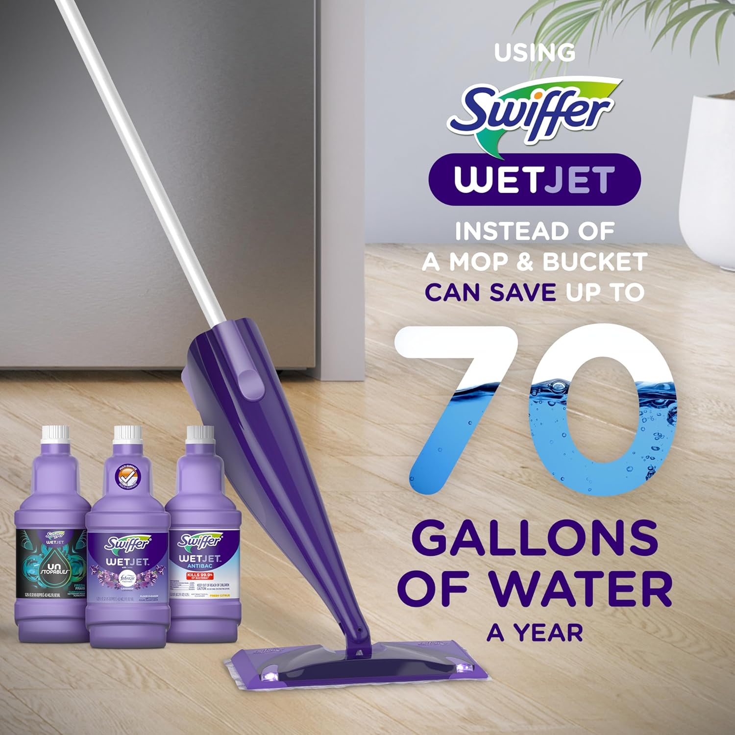 Swiffer WetJet Multi-Purpose Floor Cleaner Solution with Febreze Refill, Hardwood Floor Cleaner, Lavender Scent, 1.25 Liter -42.2 Fl Oz (Pack of 2)-3