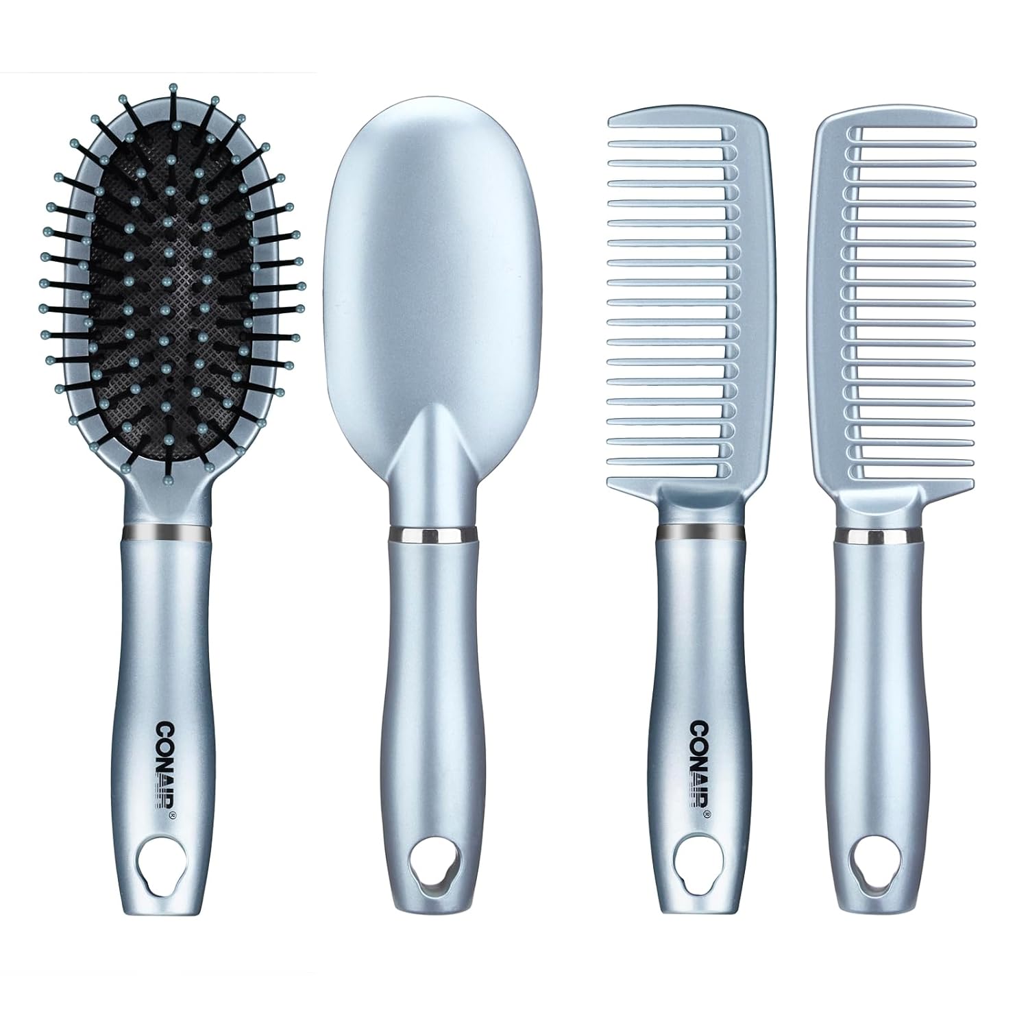 Conair Detangle & Style hair brush set - wide tooth comb and travel hair brush - Detangling Brush and Comb Set - Color at random - 2 Count-0