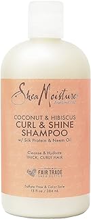 SheaMoisture Curl and Shine Coconut Shampoo Coconut and Hibiscus for Curly Hair Paraben Free Shampoo 13 oz