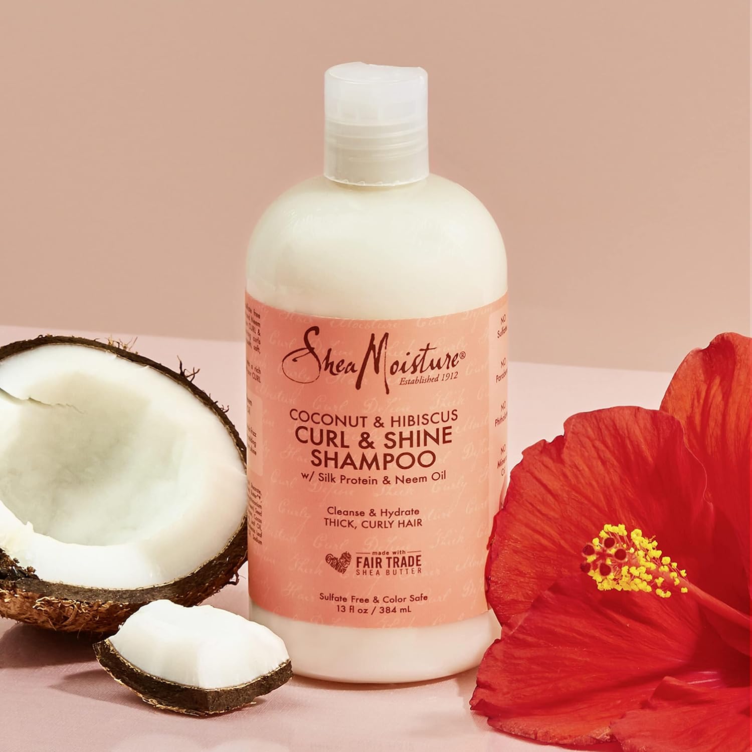 SheaMoisture Curl and Shine Coconut Shampoo Coconut and Hibiscus for Curly Hair Paraben Free Shampoo 13 oz-15