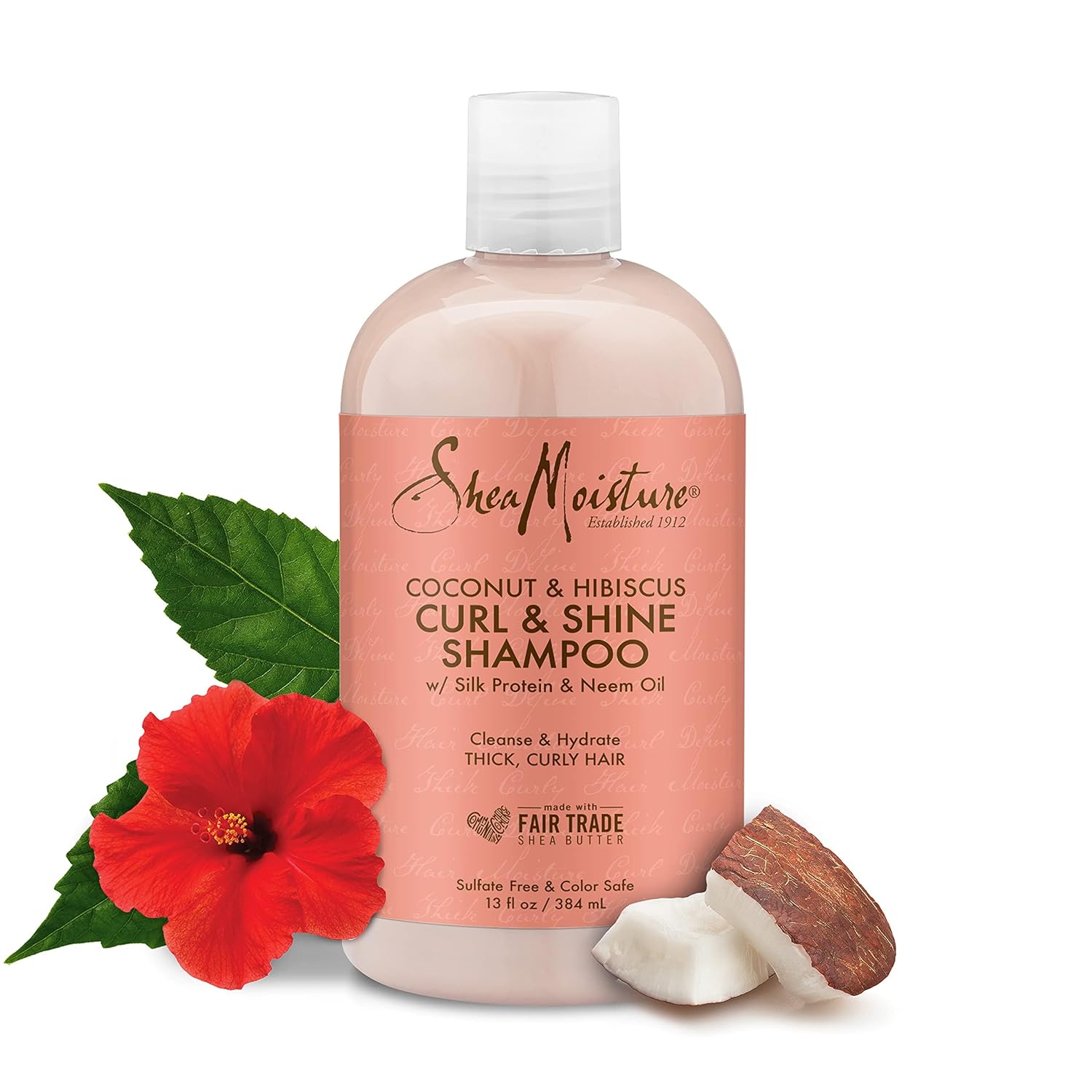 SheaMoisture Curl and Shine Coconut Shampoo Coconut and Hibiscus for Curly Hair Paraben Free Shampoo 13 oz-16