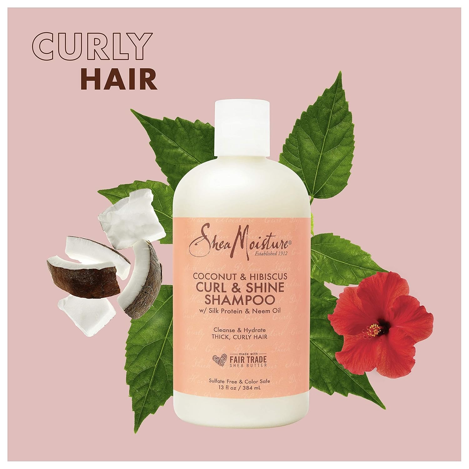 SheaMoisture Curl and Shine Coconut Shampoo Coconut and Hibiscus for Curly Hair Paraben Free Shampoo 13 oz-4