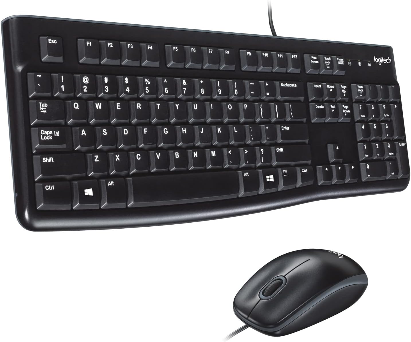 Logitech MK120 Wired Keyboard and Mouse Combo for Windows, Optical Wired Mouse, Full-Size Keyboard, USB Plug-and-Play, Compatible with PC, Laptop - Black-0