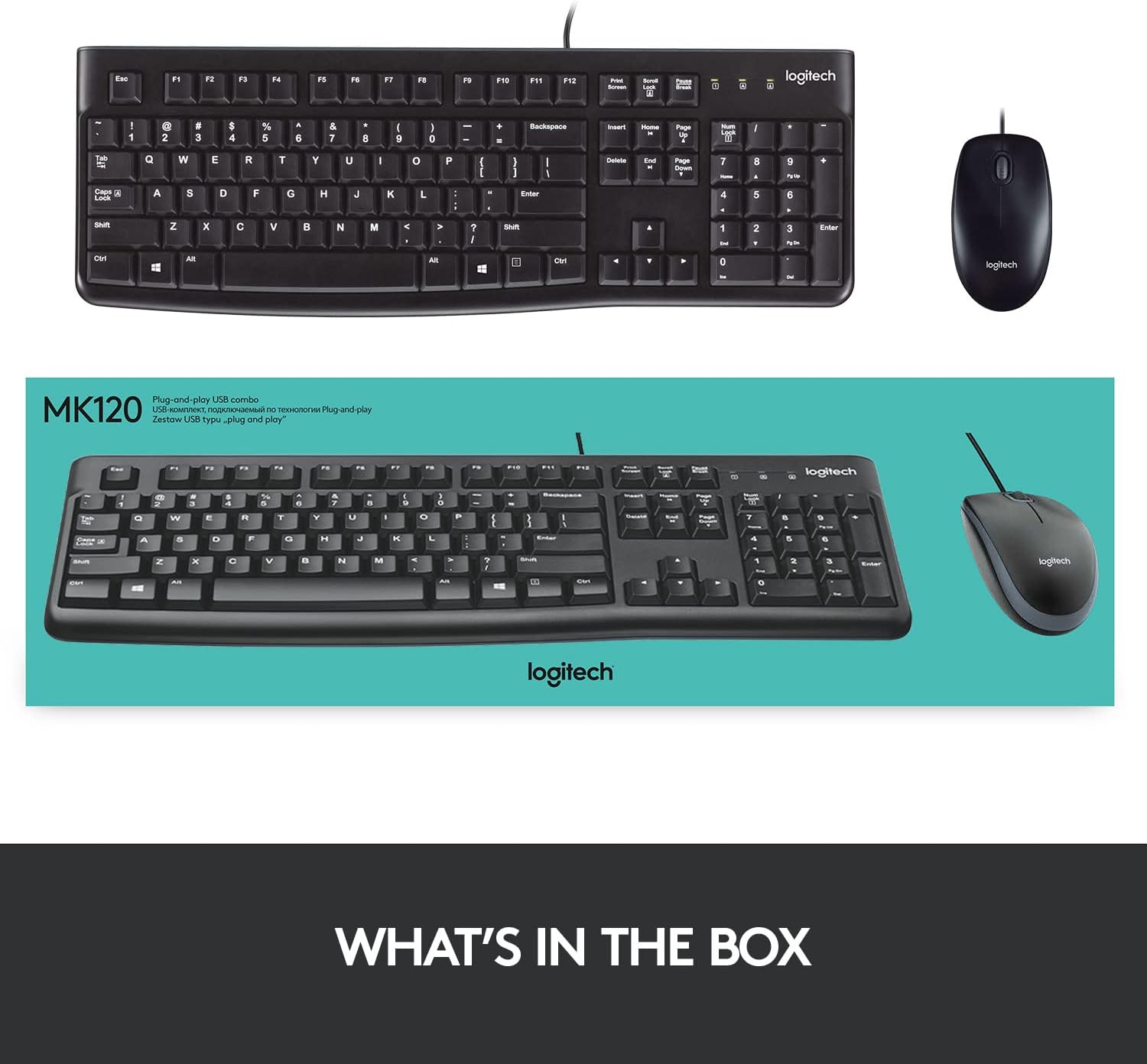 Logitech MK120 Wired Keyboard and Mouse Combo for Windows, Optical Wired Mouse, Full-Size Keyboard, USB Plug-and-Play, Compatible with PC, Laptop - Black-7