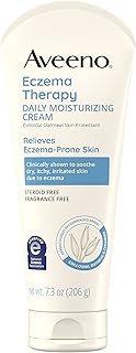 Aveeno Eczema Therapy Daily Moisturizing Body Cream for Sensitive Skin, Soothing Eczema Relief Cream, Colloidal Oatmeal & Ceramide for Dry & Itchy Skin, Steroid- & Fragrance-Free, 7.3 oz