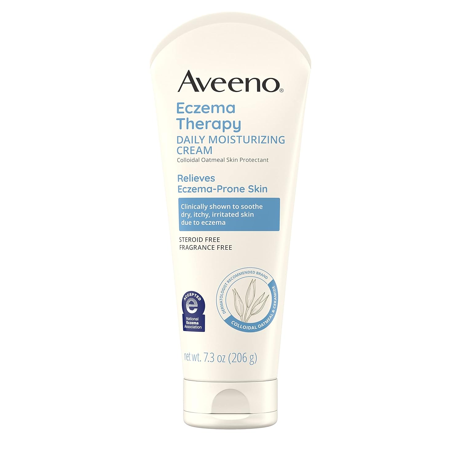 Aveeno Eczema Therapy Daily Moisturizing Body Cream for Sensitive Skin, Soothing Eczema Relief Cream, Colloidal Oatmeal & Ceramide for Dry & Itchy Skin, Steroid- & Fragrance-Free, 7.3 oz-0