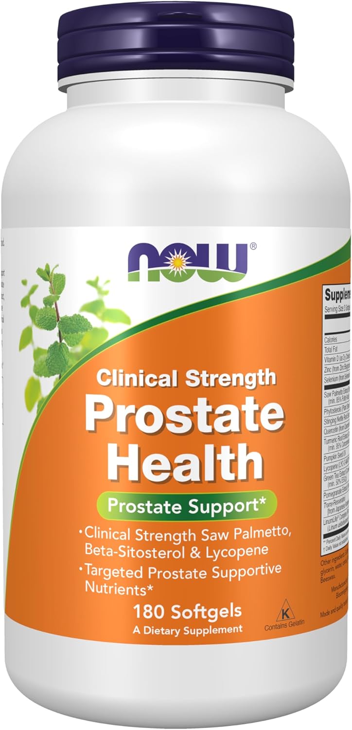 NOW Foods Supplements, Prostate Health, Clinical Strength Saw Palmetto, Beta-Sitosterol & Lycopene, 180 Softgels-0