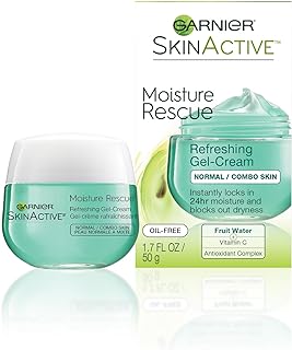 Garnier SkinActive Moisture Rescue Refreshing Gel-Cream for Normal/Combo Skin, Oil-Free, 1.7 Oz (50g), 1 Count (Packaging May Vary)