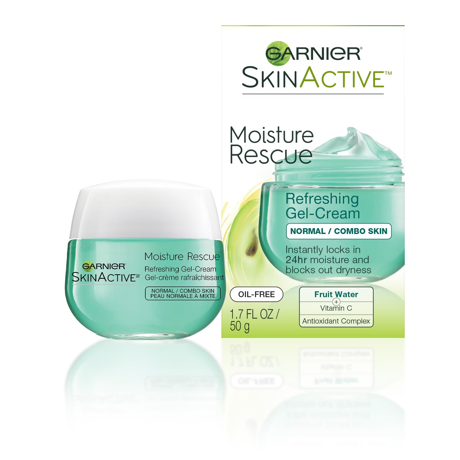 Garnier SkinActive Moisture Rescue Refreshing Gel-Cream for Normal/Combo Skin, Oil-Free, 1.7 Oz (50g), 1 Count (Packaging May Vary)-0